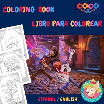 Preview of Coco, Bilingual Coloring Book
