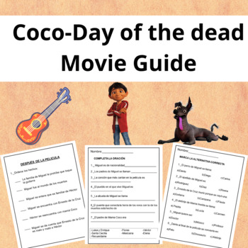 Preview of Coco- Movie Guide+Activities for Day of the Dead-Día de los muertos-In Spanish