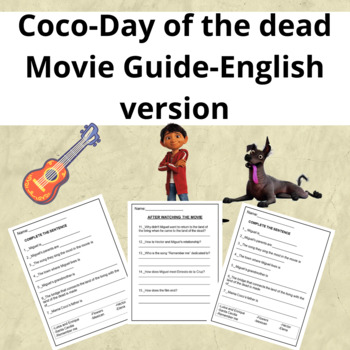 Preview of Coco- Movie Guide+Worksheets-Day of the Dead-Día de los muertos-English version