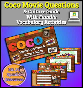 Preview of Coco Movie Questions & Culture Guide - Spanish 1 La Familia - Distance Learning