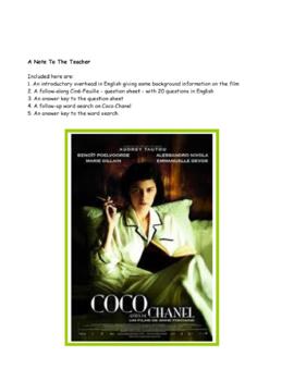 Coco avant Chanel ~ Coco Before Chanel ~ Movie Guide + Word Search +  Overhead