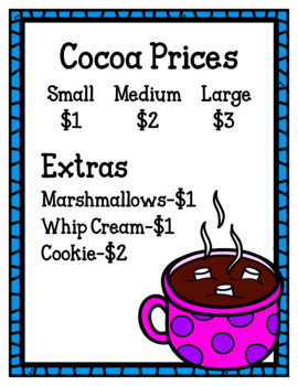 Hot Chocolate Stand Dramatic Play Printables | Pretend Play Pack, Hot Cocoa