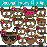 Coconut Faces Clipart | Summer Emotions Clip Art