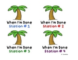 Coconut Tree -When I'm Done Station Labels & Student Numbers