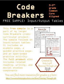 Preview of Code Breakers Input/Output Tables FREEBIE Distance Learning