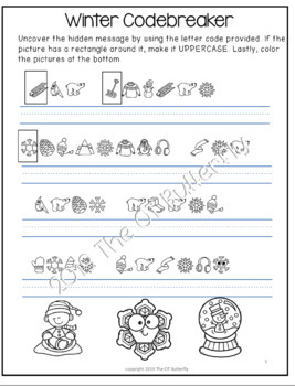Cryptogram Code Breakers Worksheets Winter Theme No Prep By The Ot Butterfly