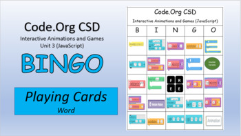 Preview of Code.Org CSD Bingo Playing Cards - Interactive Animations and Games (JavaScript)
