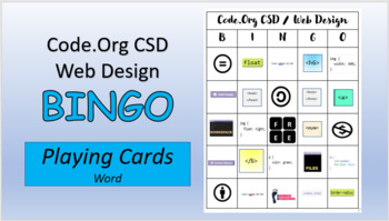Preview of Code.Org CSD Bingo Playing Cards - Website Design - Word
