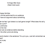 Code X 12 Angry Men Comprehension Quiz