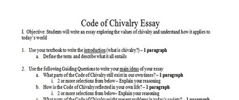 Preview of Code of Chivalry Essay Assignment