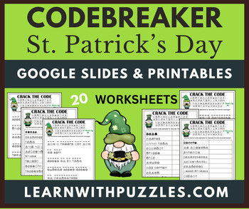 Preview of Codebreaker Worksheets for St. Patrick's Day  Digital and Printable