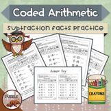 Coded Arithmetic Subtraction- 13 puzzles practicing facts 