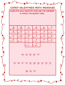 Preview of Coded Valentines Math Message