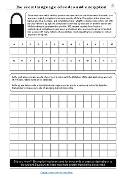 Preview of Codes and Encryption Worksheet | STEM | Cyphers | Problem Solving | Fun