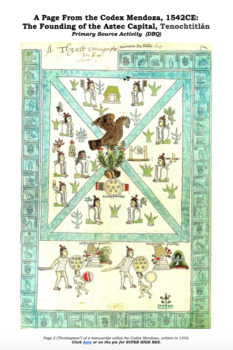 Preview of Codex Mendoza DBQ Activity: The Aztec Capital, Tenochtitlan, 1542C.E.