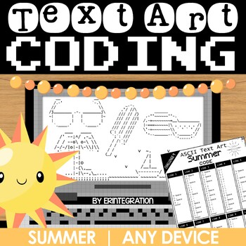 Preview of Coding Activities & Typing Practice for Summer | ASCII Text Art for Any Device