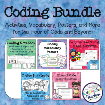 Preview of Coding Bundle {Hour of Code Resources- Notebook, Vocabulary, Activities, & More}