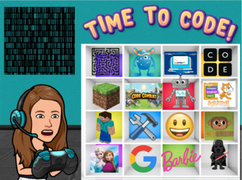 Preview of Coding Choice Board (Online/Virtual Recess, Morning Meeting, Counseling GAMES!)