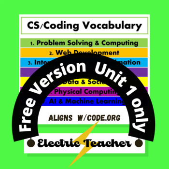 Preview of Coding Vocabulary / Computer Science Vocabulary Words- Unit 1 Black & White