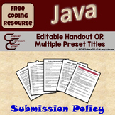 Coding Distance Learning FREE Java Senior Submission Policy Editable