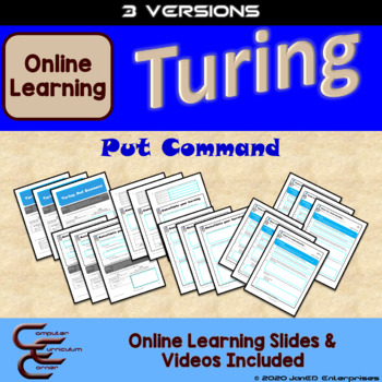 Preview of Coding Distance Learning Turing Put Command 3 Version Activities & Videos