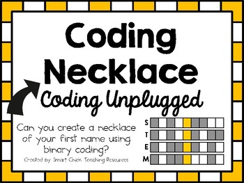 Preview of Coding Necklace ~ Coding Unplugged Challenge ~ STEM