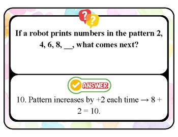 Preview of Coding Patterns & Math Sequences for Kids | Math Problems Worksheets