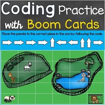 Preview of Coding Practice, Computer Programming Code Zoo Boom Cards - Hour of Code