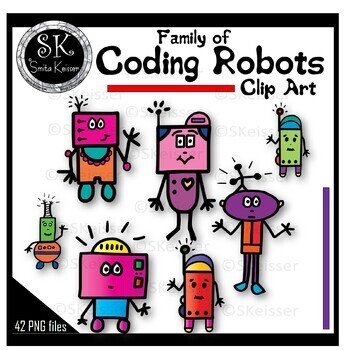 Preview of Technology, Computer Coding Robots Clip Art, Robots