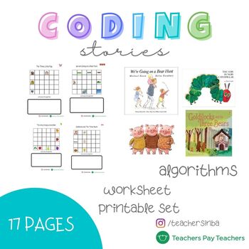 Preview of Coding Stories (unplugged) - Worksheet printable set