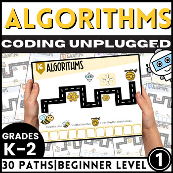 Preview of Computer Coding Worksheets for Beginners, Coding Unplugged, Kindergarten - 2nd
