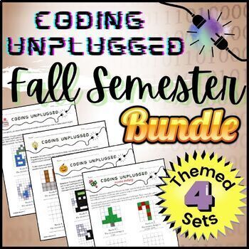 Preview of Coding Unplugged FALL SEMESTER PUZZLE BUNDLE│Offline Middle School Puzzles