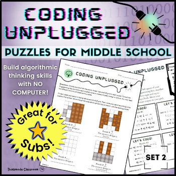 Preview of Coding Unplugged: SET 2│Offline Puzzles for Middle School│Review or Sub Activity