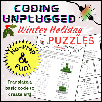 Preview of Coding Unplugged│WINTER HOLIDAY & CHRISTMAS Offline Puzzles for Middle School