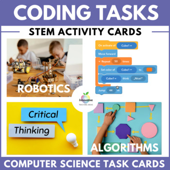 Preview of Coding, Robotics, Algorithms Task Cards | STEM | Computer Science | Sequencing