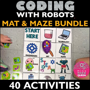 Preview of Bee Bot Mats Coding with Robots Robotics Elementary Code Activities Lesson Plans