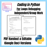 Coding in Python | For Loop DEBUGGING Practice Problems | EDITABLE