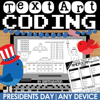 Preview of President's Day Coding Activities & Typing Practice | American Symbols Text Art