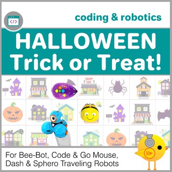 Preview of Coding with Robots - Halloween Trick or Treat  for Bee-Bot, Code & Go Mouse, etc