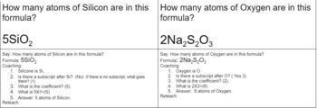 Preview of Coefficient and Subscript Counting atoms Cards