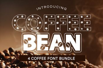 Preview of Coffee Bean 4 Bundle Font, Caffeine Theme Font, Decorative Font