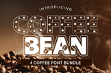 Coffee Bean 4 Bundle Font, Caffeine Theme Font, Decorative Font