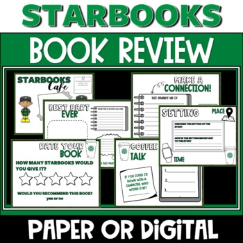 Preview of Coffee Cafe Book Report || Book Review Coffee Themed Digital and Paper