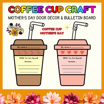 Preview of Coffee Cup Mothers Day write Card craft l May Gift & Door Decor & Bulletin Board