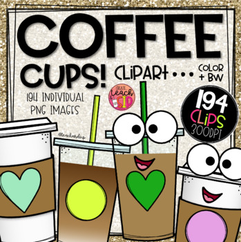 Preview of Coffee Cups Clipart | 194 Pieces | Hot and Cold Coffee Clipart 300 DPI