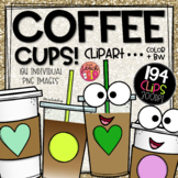 Coffee Cups Clipart | 194 Pieces | Hot and Cold Coffee Cli