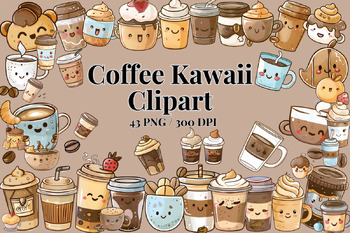 Preview of Coffee Kawaii clipart
