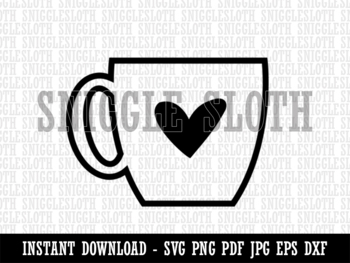 Coffee Love Mug Cup Outline Clipart Instant Digital Download SVG EPS ...