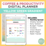 Coffee & Productivity Digital Planner | Yellow-Green Gradient