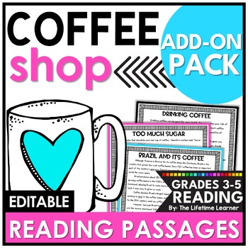 Preview of Coffee Shop Reading Comprehension Passages and Questions Activities Test Prep